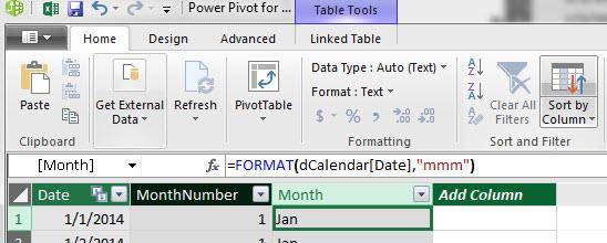 Over in Excel we would use the TEXT Function with a formula like: =TEXT(A2, mmm ).