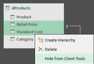 Data Modeling Step 4: Hide Tables & Fields not used in