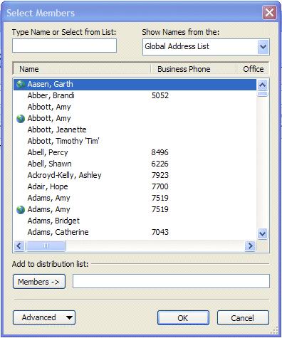 NCMail: Outlook 2003 Email User s Guide 24 In the area to the right of Name:, type-in a name for your Distribution List (e.g. Lunch Bunch).
