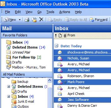 NCMail: Outlook 2003 Email User s Guide 30 Moving Several Messages You can also move several messages with this drag technique. To highlight several messages you may need to learn a new skill.
