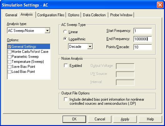 AC Analysis: Close the PSpice simulation window. Then, modify the above circuit by deleting the VSIN component. Replace this component with the AC source (Place Part VAC in SOURCE library).