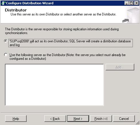 SQL Server Replication Guide 3. The Configure Distribution Wizard appears. Click Next. 4.