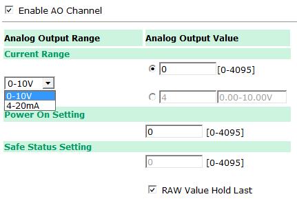 The Auto Scaling function of the AO value can be defined on the same page.