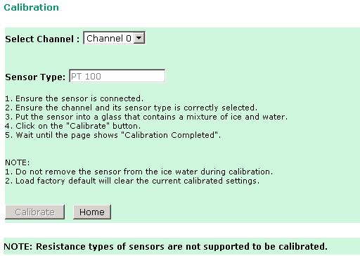 Using the Web Console The iologik E1200 allows you to calibrate the temperature sensors.