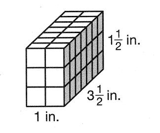 Part 2 Use the rectangular prism above to answer questions 1-5. 1. How many cubes are there in the rectangular prism? 2. What are the dimensions of the cubes used to build the rectangular prism? 3.