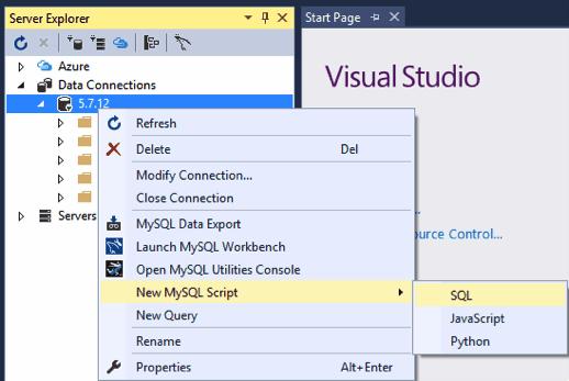 MySQL Toolbar Figure 1.5 MySQL Connections Manager Dialog: New Connection MySQL Toolbar In the Server Explorer, and with MySQL Server 5.