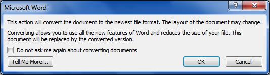 d Word 2010, there are a few things you should consider as you use your new product. a. When you open one of your existing Word documents, it will be opened in Compatibility Mode since it was last saved as file type Word 97-2003 Document (*.