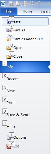 When the shortcut letter or number is displayed, just type it to initiate
