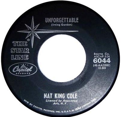not appear on the 1959 label style, so presumably Unforgettable was not available as a single for two years.