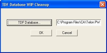 TDF Database Utilities Clean Up WIP Files The TDF Database WIP Cleanup utility deletes then recreates the WIP system database files.