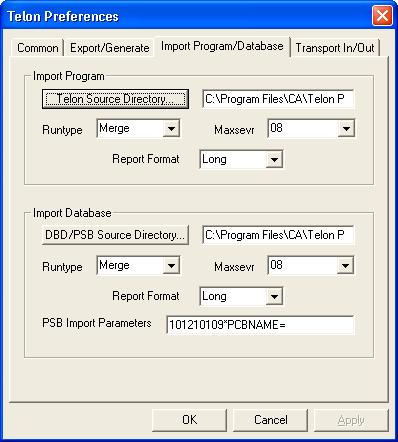 Import Program/Database Tab Import Program/Database Tab The Import Program/Database tab lets you define parameters specific to the Import process for both programs and database objects, such as the