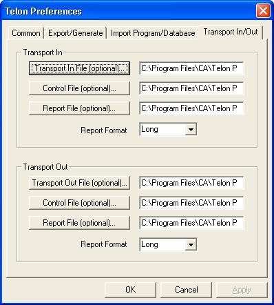 Transport In/Out Tab Transport In/Out Tab The Transport In/Out tab lets you define parameters specific to the Transport processes, such as the directories where the transport, control, and report