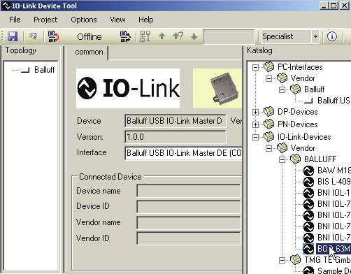 Selecting the IO- Link device Fig. -9: Selecting the IO-Link device.