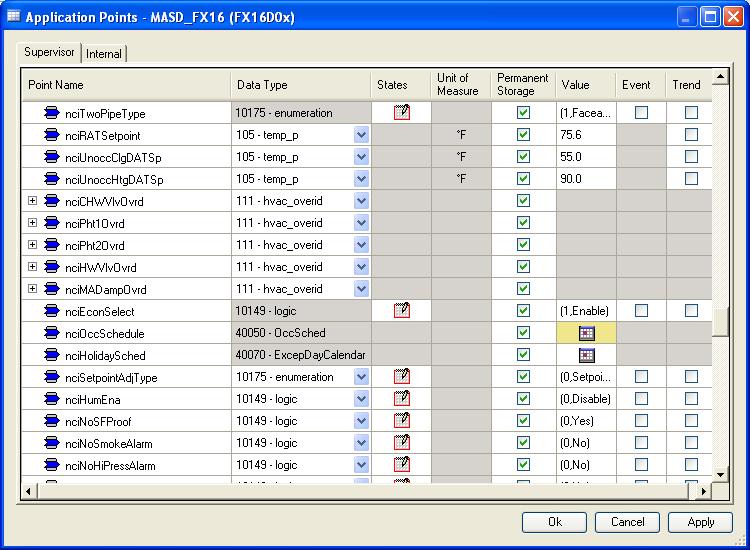 102 FX Tools Software Package - FX Builder User s Guide 5. If you selected Permanent Storage for a point, then you can enter a value for the point.