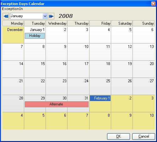 FX Tools Software Package - FX Builder User s Guide 105 Defining the Default Exception Days Calendar To define the default exception days calendar: 1.