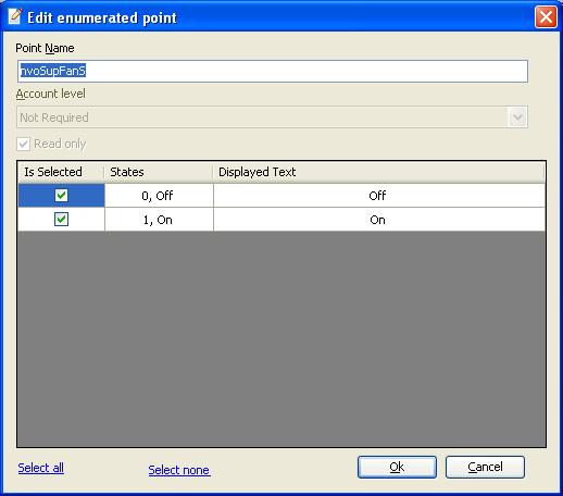 Is Selected - allows you to remove or include specific enumerated point states from the display.