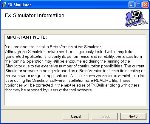 Simulator Information window appears (X155HFigure 17X).