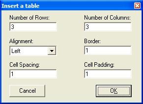 Once the table is added and formatted, you can insert text, hyperlinks, and application points into the table s cells.