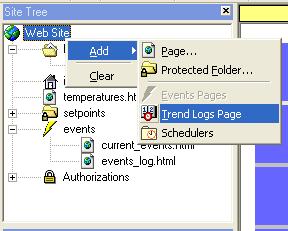 Web site root and select Add and then Trends Log Page (X367HFigure 196X).