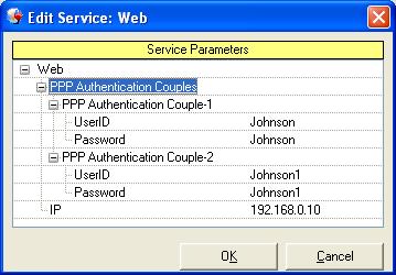 Figure 215: Accessing the Web Connection Service Parameters Figure 216: Editing the Web Service Parameters In configuring the Web connection service, you define the Authentication Couple,