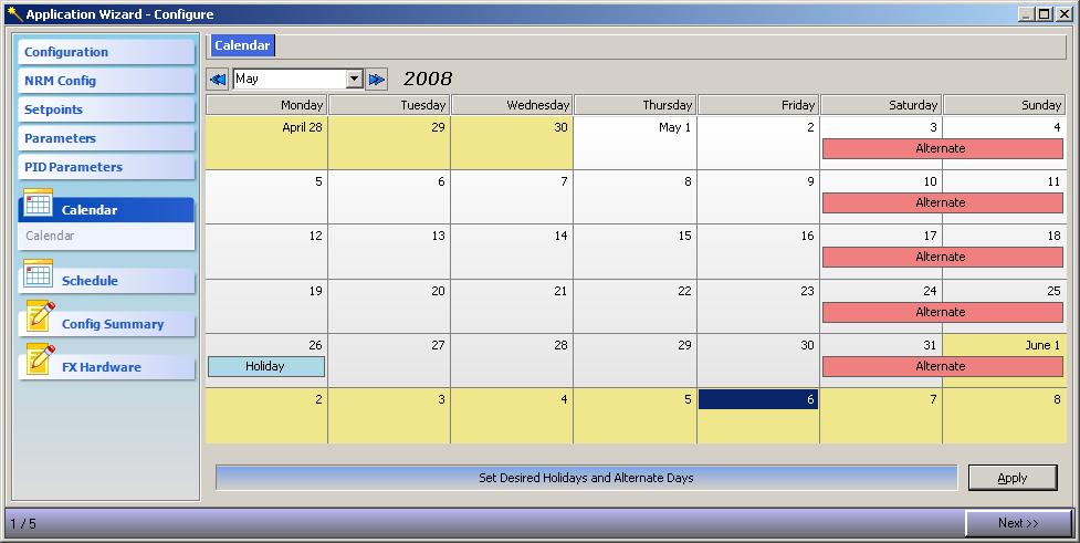 FX Tools Software Package - FX Builder User s Guide 41 Adjusting the Exception Day Calendar The Calendar plug-in guides you in the definition of the exception day calendar.
