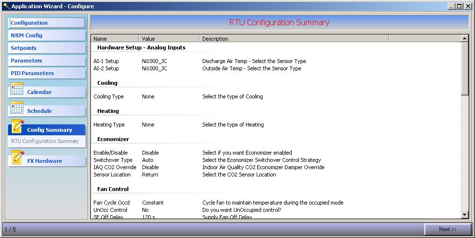 FX Tools Software Package - FX Builder User s Guide 43 Viewing the Configuration Summary The Config Summary plug-in provides a summary for all configuration setting, setpoint, and parameter