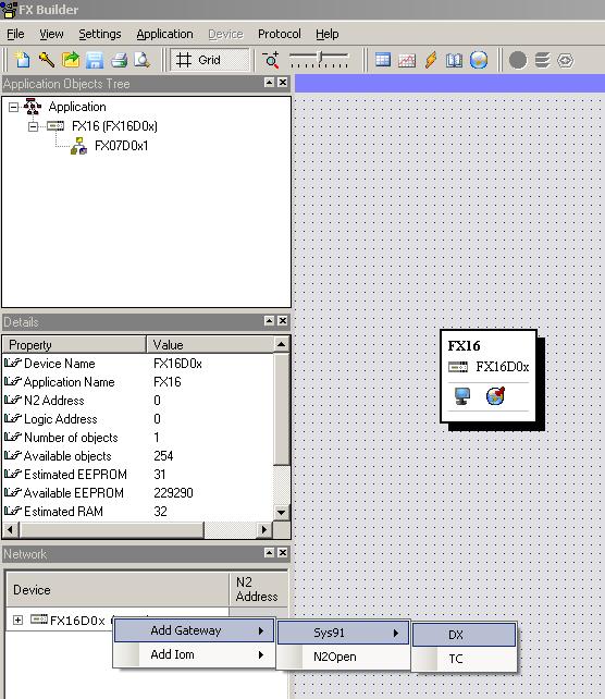 FX Tools Software Package - FX Builder User s Guide 79 Configuring the Gateway Object for a System 91 Device To configure the Gateway object for a System 91 device: 1.