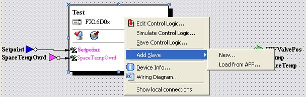Right-click the device and select New from the Add Slave menu (273HFigure 102X). The New Slave Device window appears (274HFigure 103). Figure 102: Adding a Slave 2. Select the target device.