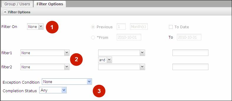 Apply Additional Filter Options The Filter Options tab includes a variety of filters for customizing the data returned in results. 1. From the menu click Templates. 2. Select the desired template. 3.