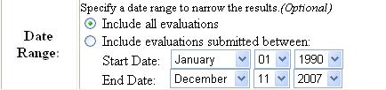 Generating the Evaluation Report 1. From the Reports menu, select Run Reports. 2. From the Run Reports list, select Evaluation Report. 3. If desired, enter a new Name for the report.