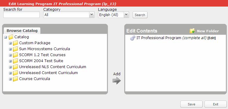 Content Note: At this point, the learning program is saved, added to the list of custom learning programs on the Manage Learning Programs page, and added as the last asset in the Learning Programs