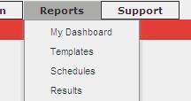 Reporting Interface The Reports menu includes a link for each section of the reporting feature.