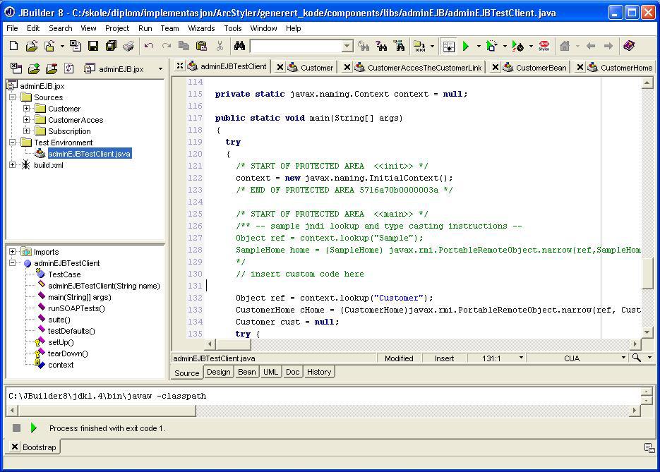 Figure 6-12: Code customization in JBuilder. 6.2.4.
