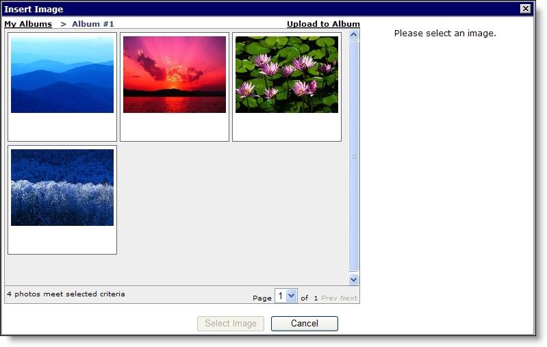 50 CHAPTER 5 Note: When you select Enable Photos for a User Networking Manager part, security options appear when a member creates an album.
