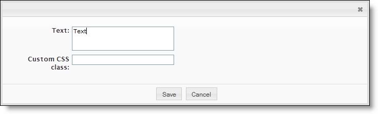 FORM S 73 Option Function Text Custom CSS class Enter text to appear on the form. The text element displays up to 500 characters and is not associated with a field element.
