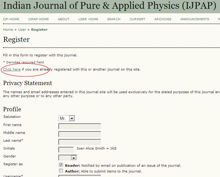 5. How to submit paper to other journal using existing user name? While registration Author has to select the journal for registration.
