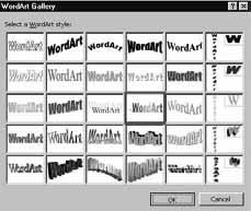 2. Select a type of WordArt. For this tutorial, choose the rainbow style as outlined in the picture below. Once you have selected it, click OK. 3. In the next screen, type in a word or short phrase.