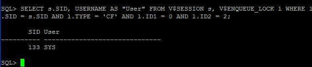 167 Figure D-1: Verify and obtain the offending SID from SQL*Plus a. Start SQL*Plus and connect with administrator privileges to the local instance. SQLPLUS SYS AS SYSDBA b.