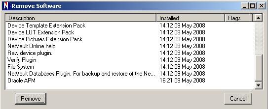 33 Figure 3-3: The Remove Software window with the Oracle APM selected for removal 4.