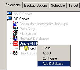 2. In the Clients frame, locate the machine configured as the Oracle Database Server and right-click on it. In the pop-up menu that appears, select the Configure command. 3.