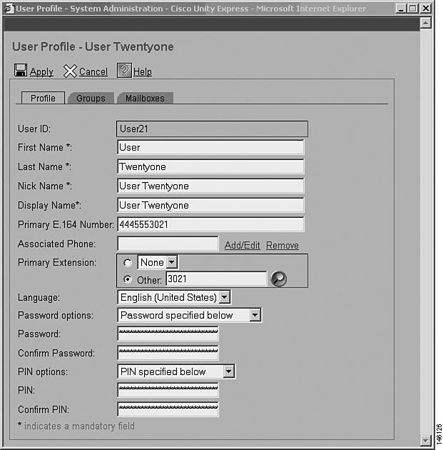 Administrator Features Cisco IPC Express Integrated Voice Mail Figure 28 A User Who Has Changed His or Her PIN and Password PINs PINs are mandatory in all releases of Cisco Unity Express.
