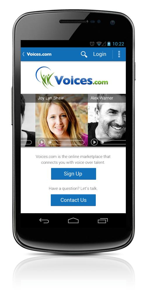 USING THIS GUIDE This guide will help you to... Learn how to download the app Login to your account or sign up free if you re a new voice talent with Voices.