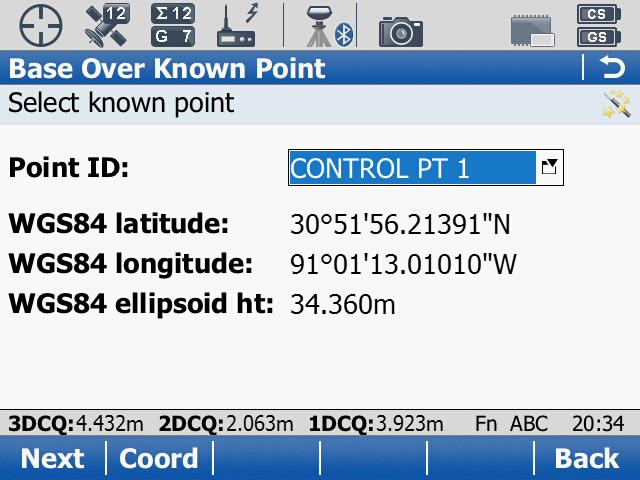 No you are prompted to select the coordinates of the control point you have placed the RTK base