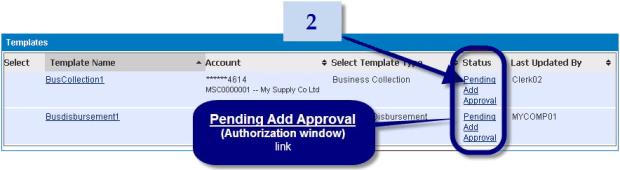 2. On the Templates panel, in the Status column, click the authorization link of the item you want to reject. 3.