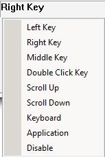 30. Click the Right Click entry. The following menu will appear. Click the function you want this button to produce. 31. When you are finished, click the Save button, then click the Exit button.