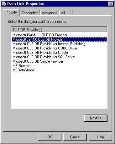 Cardholders: advanced Typical Data Link Properties dialog boxes for Microsoft Access To create a connection string: 1. In the Connection String group, click the Browse button (...). 2.