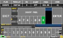 Select the frequency and set the value using the numerical keyboard: Touch FREQ