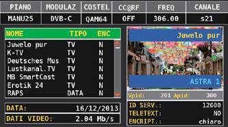 services list and pictures. Press CATV to return to measurements. DVB-C Constellation.