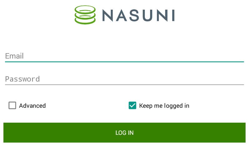 Logging In If the administrator has configured the company DNS server to simplify user login to your Nasuni Filers, the login screen looks like this. Figure 1-1: Initial Login screen.