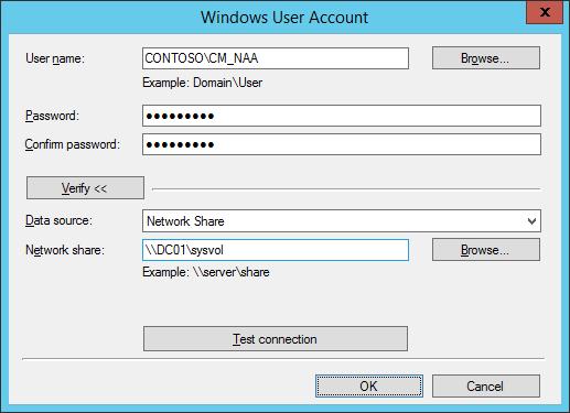 Configure the Network Access Account In this task, you configure the Network Access Account. Again, this is account is used during OSD to access content on the distribution point. 1.